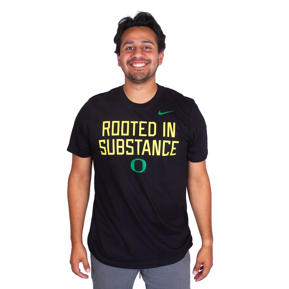 Classic Oregon O, Nike, Black, Crew Neck, Cotton, Men, Football, 155gm, React, 2024, Rooted in Substance, T-Shirt, 874949